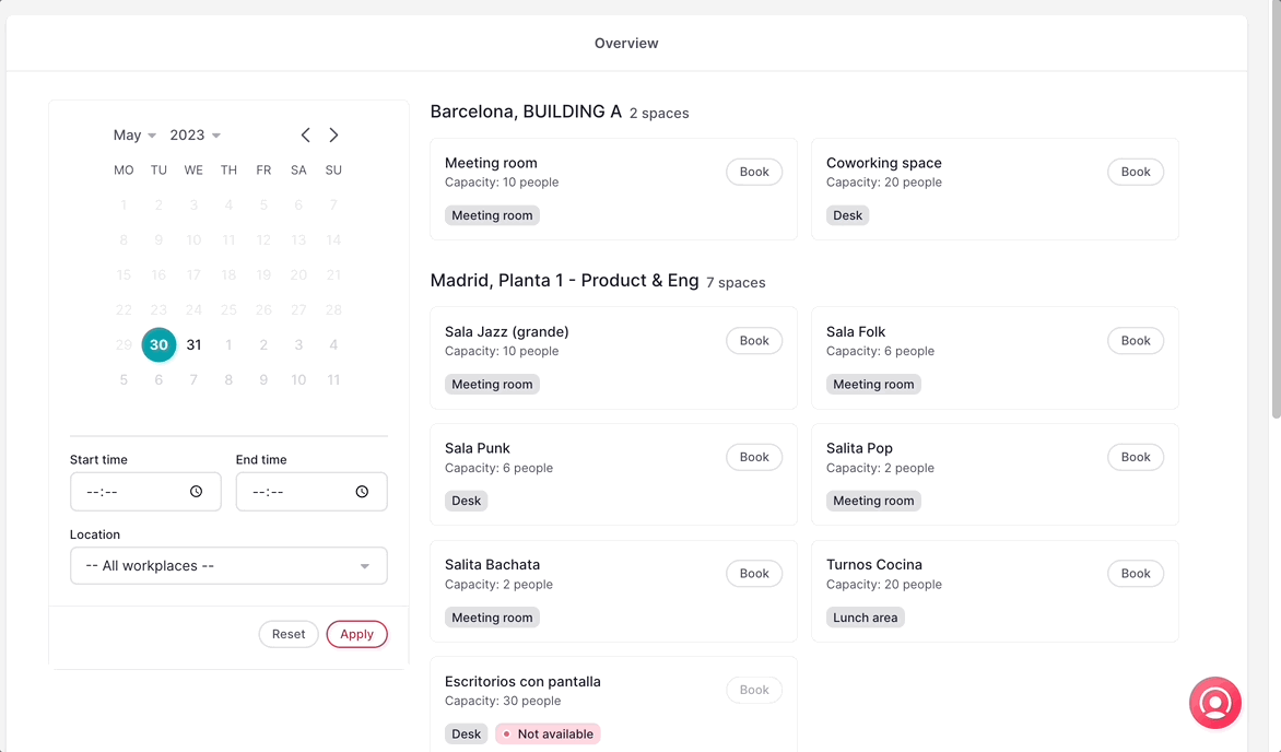 Factorial — How to book spaces